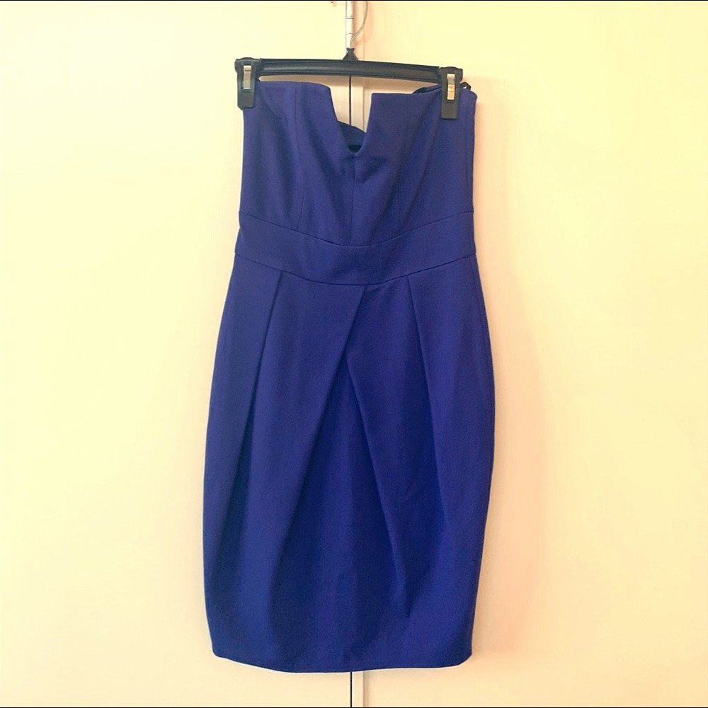 Blue Strapless Tulip Dress